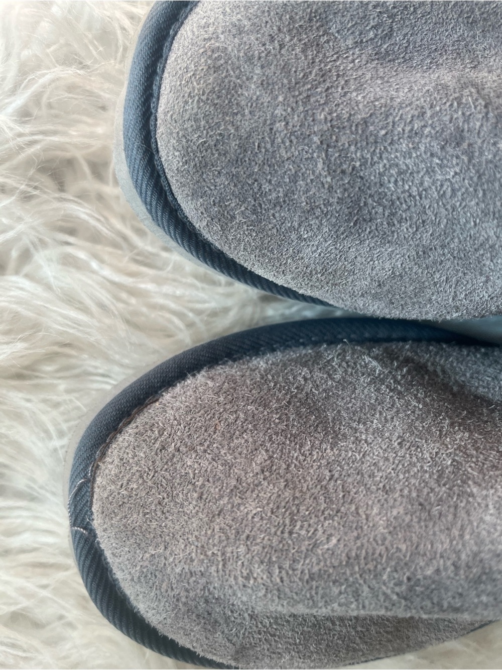 UGG Light Gray Faux-Suede Lace-Up Shearling Trim Mid-Calf Boots - Picture 3 of 7